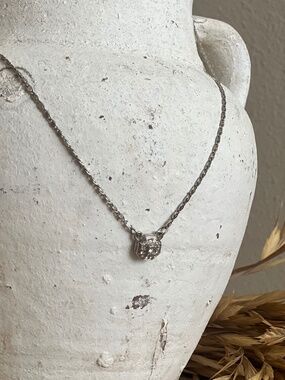 Minimalist Faux Silver and Diamond Necklace For Capsule Wardrobe